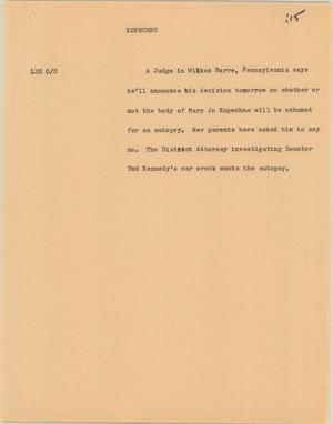 Primary view of object titled '[News Script: Kopechne]'.