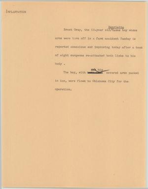 Primary view of object titled '[News Script: Implantation accident]'.