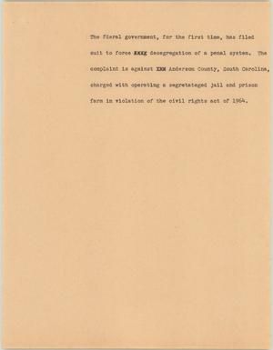 Primary view of object titled '[News Script: Desegregation]'.
