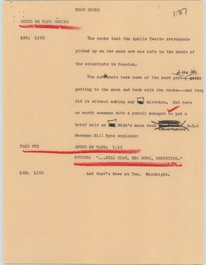 Primary view of object titled '[News Script: Moon Rocks]'.