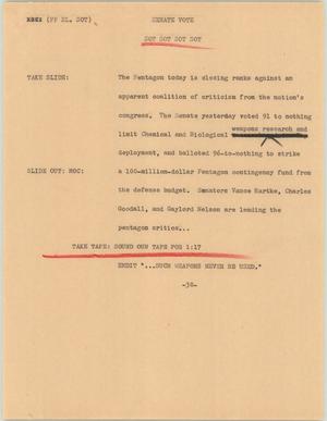 Primary view of object titled '[News Script: Senate vote]'.