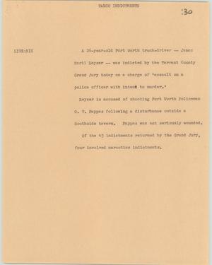 Primary view of object titled '[News Script: Tarco indictments]'.