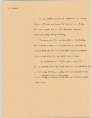 Primary view of object titled '[News Script: DPS search]'.
