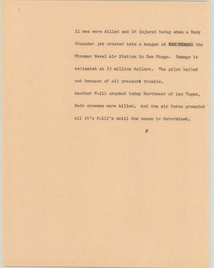 Primary view of object titled '[News Script: Jet crash]'.