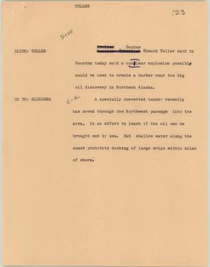 Primary view of object titled '[News Script: Teller]'.