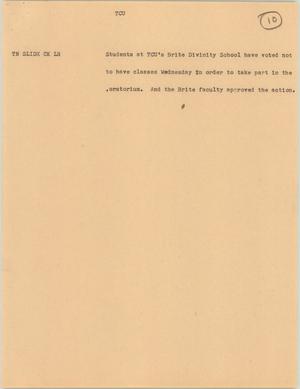 Primary view of object titled '[News Script: TCU]'.