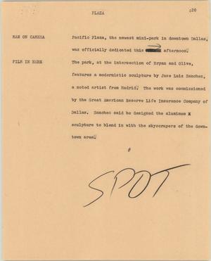 Primary view of object titled '[News Script: Plaza]'.