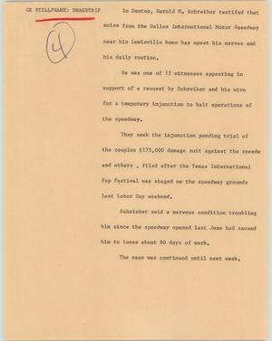 Primary view of object titled '[News Script: International Speedway complaints]'.