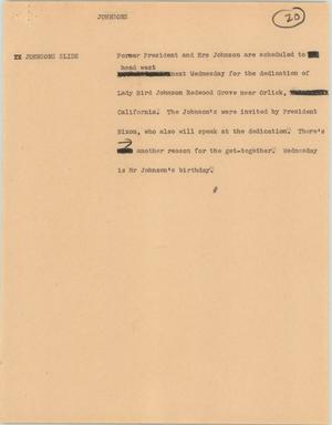 Primary view of object titled '[News Script: Johnsons]'.