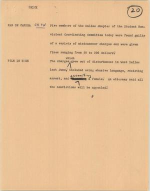 Primary view of object titled '[News Script: Student org fined]'.