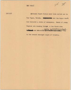 Primary view of object titled '[News Script: Las Vegas]'.