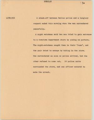 Primary view of object titled '[News Script: Burglar]'.