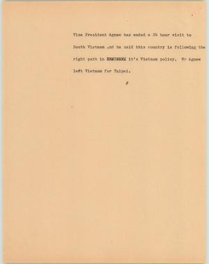 Primary view of object titled '[News Script: Agnew to Taipei]'.