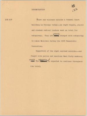 Primary view of object titled '[News Script: Demonstration]'.
