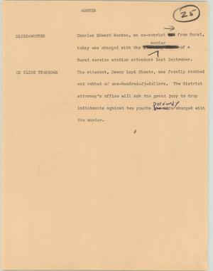 Primary view of object titled '[News Script: Wooten]'.