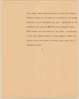 Primary view of object titled '[News Script: James Brown child support]'.