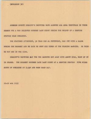 Primary view of object titled '[News Script: Burleson Holdup]'.