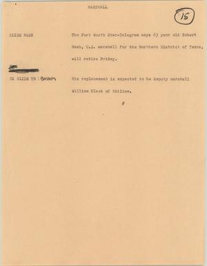 Primary view of object titled '[News Script: Marshall]'.