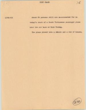Primary view of object titled '[News Script: South Vietnam crash]'.
