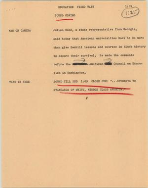 Primary view of object titled '[News Script: Education]'.