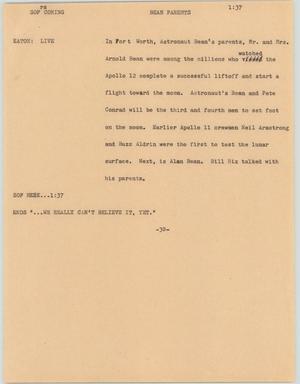 Primary view of object titled '[News Script: Bean parents]'.