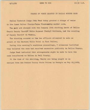 Primary view of object titled '[News Script: Dallas Murder Case]'.