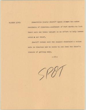 Primary view of object titled '[News Script: Sheriff Strawn]'.