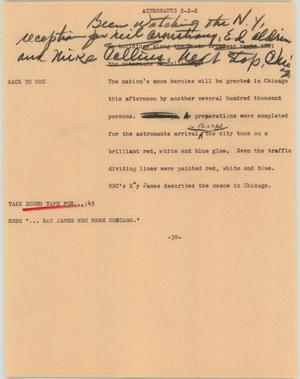 Primary view of object titled '[News Script: Astronauts]'.