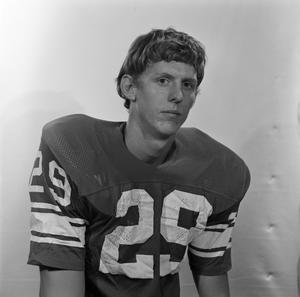 Primary view of object titled '[Football player with shoulder pads, 85]'.