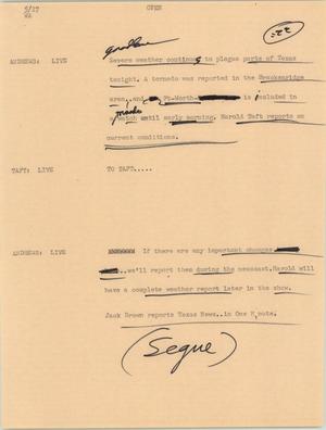 Primary view of object titled '[News Script: Texas severe weather]'.