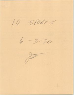 Primary view of object titled '[News Script: 10 o'clock sports]'.