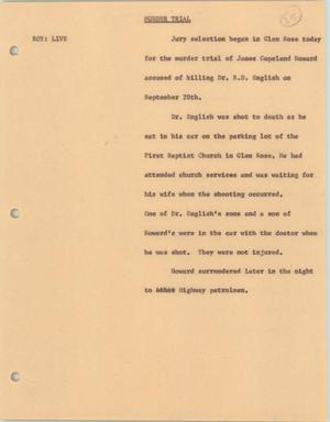 Primary view of object titled '[News Script: Glen Rose murder trial]'.