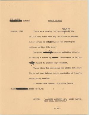 Primary view of object titled '[News Script: Martin report]'.