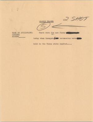 Primary view of object titled '[News Script: Inauguration ceremonies]'.