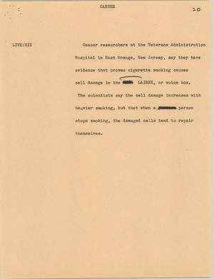 Primary view of object titled '[News Script: Cancer]'.