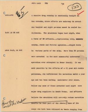 Primary view of object titled '[News Script: San Antonio dope raid]'.