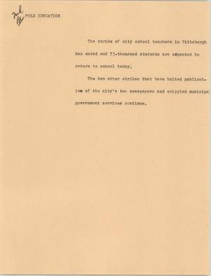 Primary view of object titled '[News Script: Followup education]'.