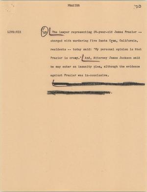 Primary view of object titled '[News Script: Frazier]'.