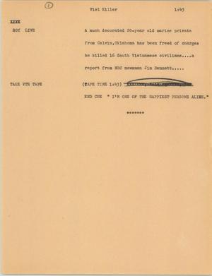 Primary view of object titled '[News Script: Viet killer]'.