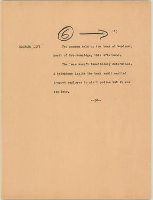Primary view of object titled '[News Script: Gunman at Woodson]'.