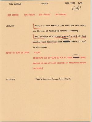 Primary view of object titled '[News Script: Memorial Day service]'.