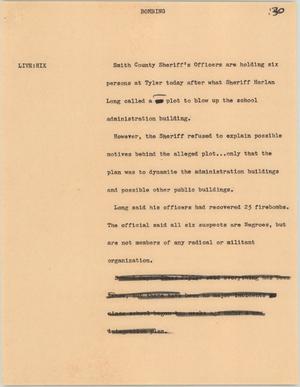 Primary view of object titled '[News Script: Bombing]'.