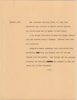 Primary view of object titled '[News Script: Shooting death]'.