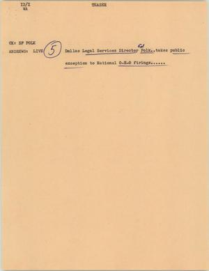 Primary view of object titled '[News Script: Teaser]'.