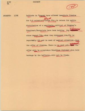 Primary view of object titled '[News Script: Hostage]'.