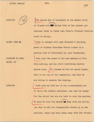 Primary view of object titled '[News Script: Dallas murder trial]'.