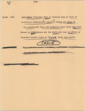 Primary view of object titled '[News Script: Tito]'.