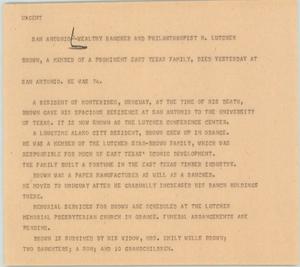 Primary view of object titled '[News Script: Lutcher Conference Center]'.