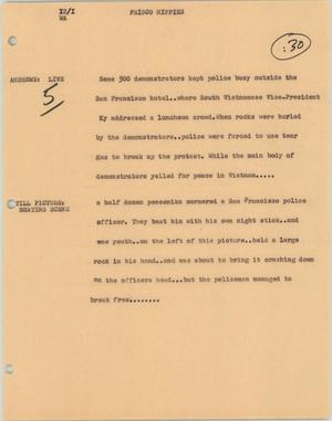 Primary view of object titled '[News Script: Frisco hippes]'.