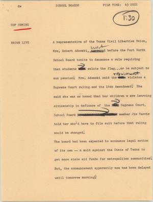 Primary view of object titled '[News Script: School Boards]'.
